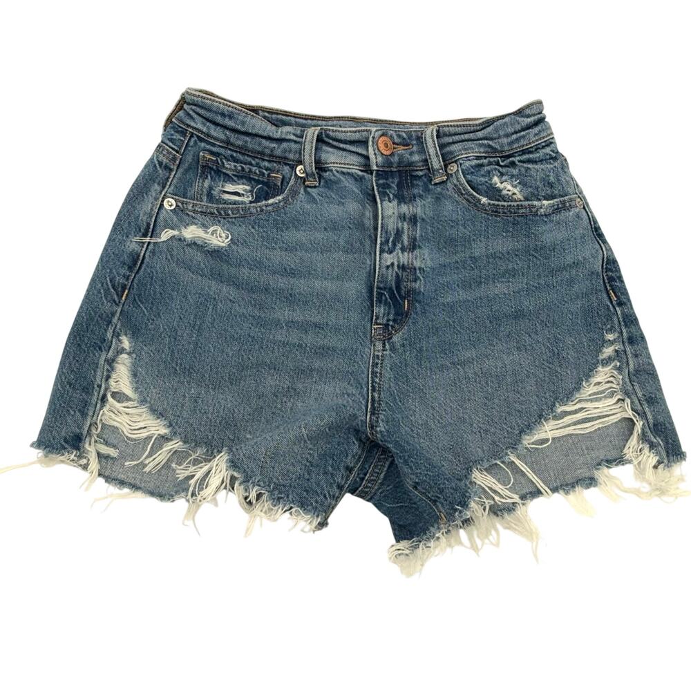 American Eagle Distressed High Waisted Denim Cutoff Shorts Sz 2 Frayed